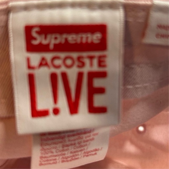Supreme x Lacoste Pink 6-Panel Cap Unisex Adjustable Strapback Hat - Picture 6 of 12